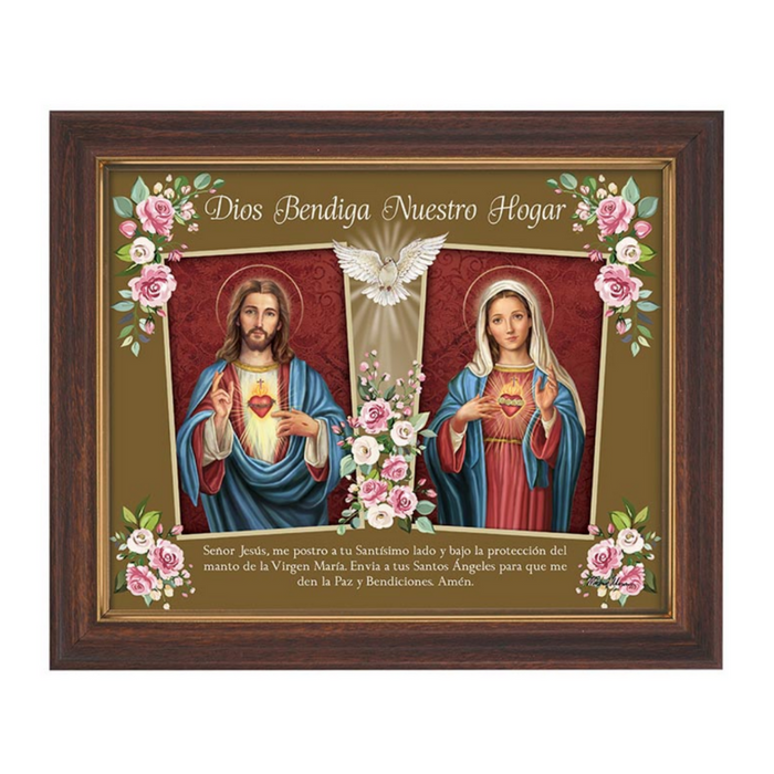 11" H God Bless Our Home Framed Print- Spanish