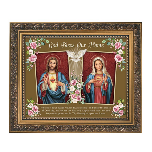 11" H God Bless Our Home Framed Print in Ornate Gold Finish Frame