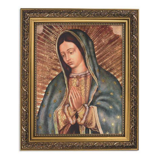 13" H Our Lady of Guadalupe in  Ornate Gold Finish Frame - Series 79