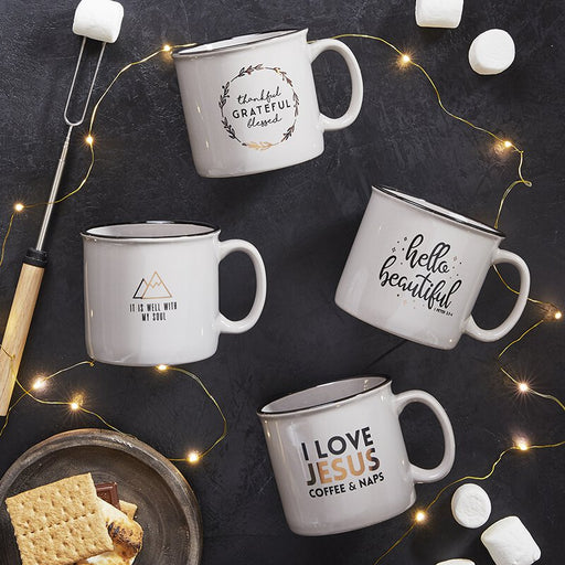 13oz Ceramic I Love Jesus Campfire Mug - 2 Pieces Per Package