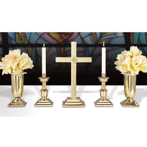 15"H Classic Altar Cross with Round IHS Emblem