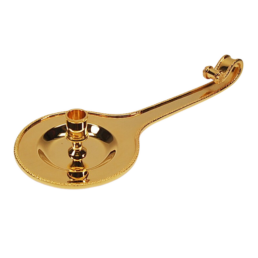 16 1/2" Gold Plated Bishop Bugia, Candle Holder