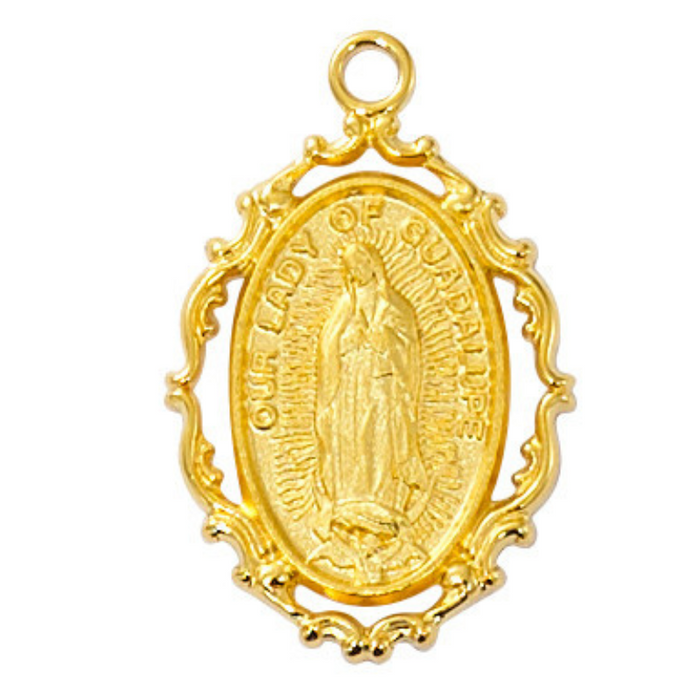 18ChainNecklacewithGoldPlatedOurLadyofGuadalupeMedallion