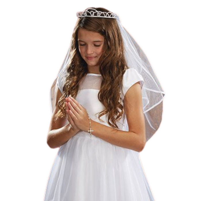 26" First Communion Pearl Tiara Veil