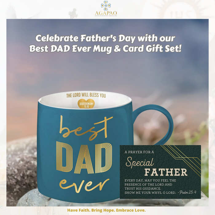 Best Dad Ever Mug and Psalm 25:4 Father's Day Card - Special Father's Day Gift