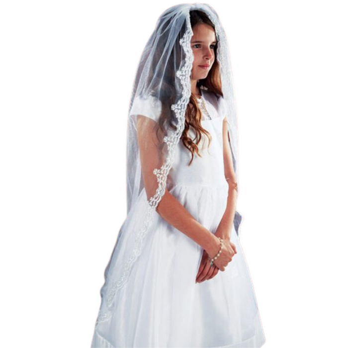 45” First Communion Lace Mantilla Veil