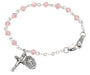 4mm Tincut Pink Crystal Beads Sterling Silver Crucifix and Miraculous Medal