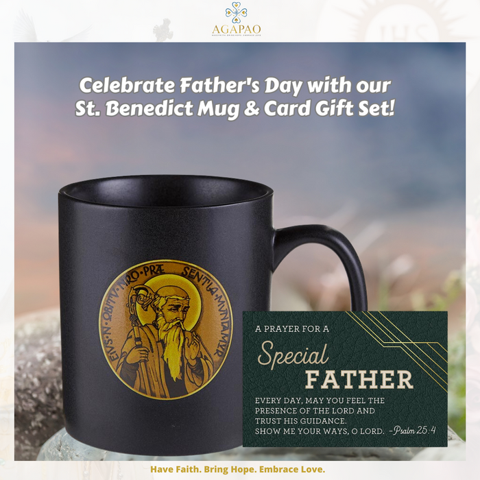 St. Benedict Mug And a Prayer for a Special Father Card - Father's Day Gift Set