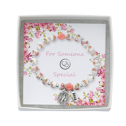 6mm Flower Stretch Communion Bracelet