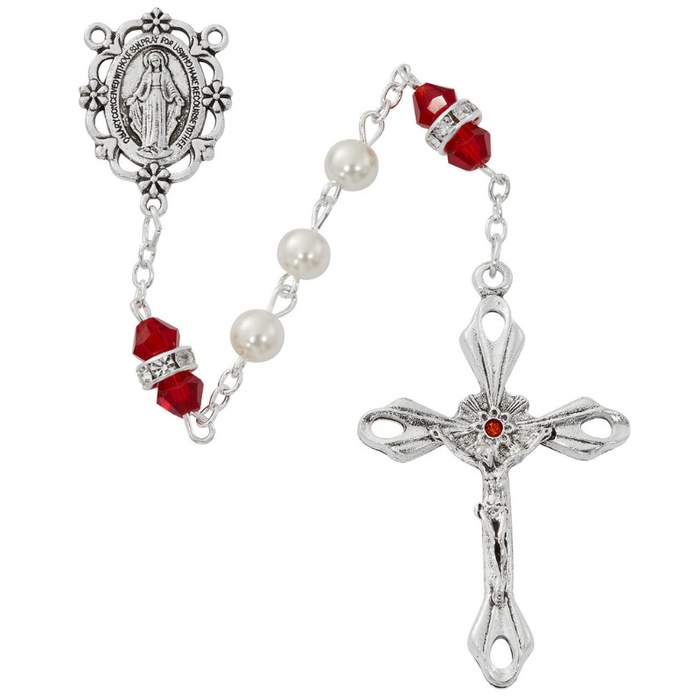 6mm Garnet Communion Birthstone Rosary