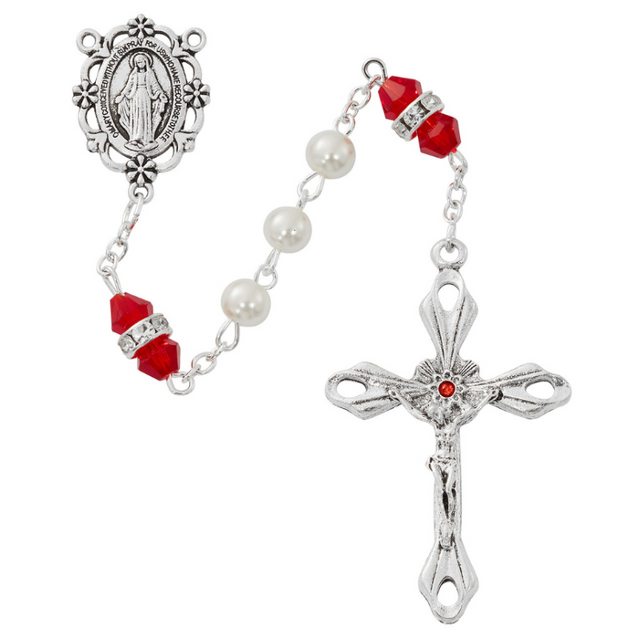 6mm Ruby Communion Birthstone Rosary