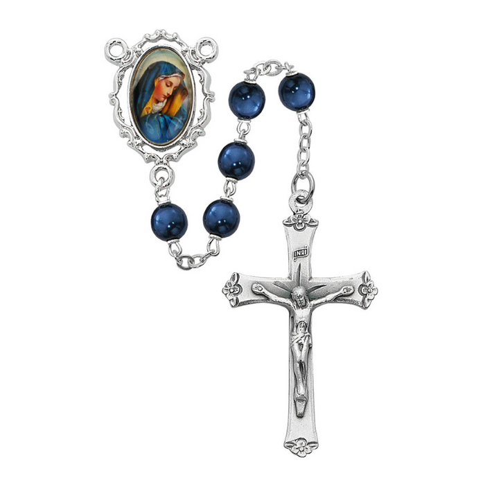 7mm Blue Our Lady of Sorrows Rosary