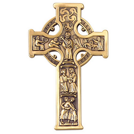 8" H Gold Finish Pewter True Celtic Cross