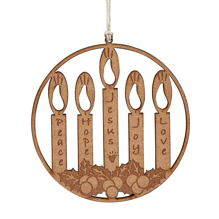 Advent Candle Laser Cut Wood Ornament