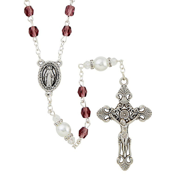 Amethyst Gift of New Life Collection Rosary With Miraculous Center