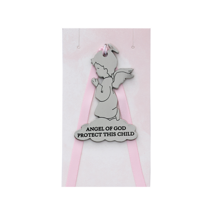 Angel of God Crib Medal - Pink baptismal gift baptismal present baby shower gift gift ideas