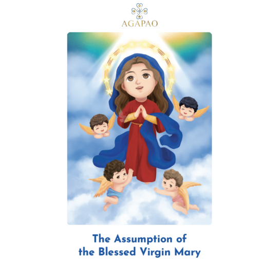 Assumption of The Blessed Virgin Mary Prayer Card for Children