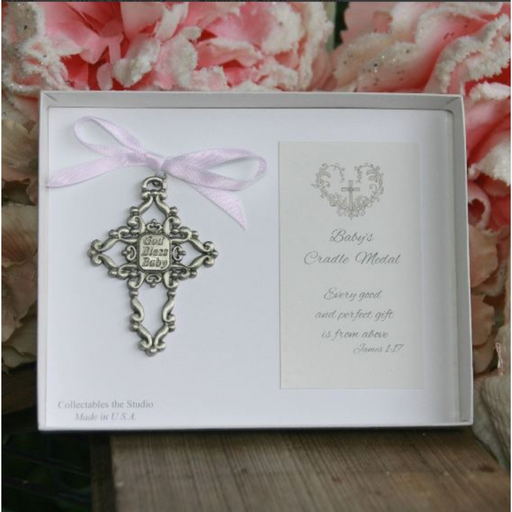 Baby Cradle Medal with Pink Ribbon