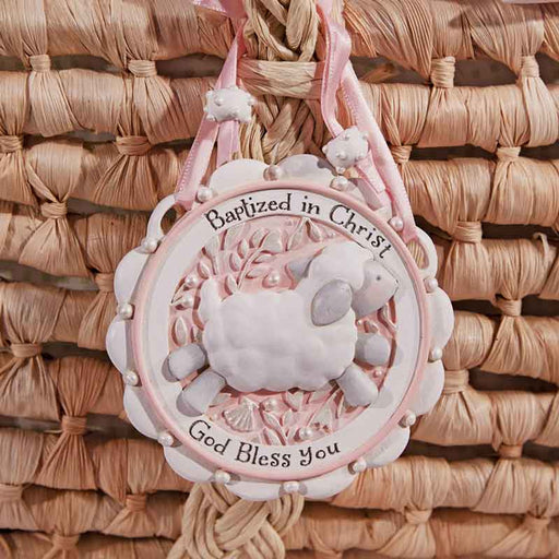 Baptized In Christ Crib Medal Pink