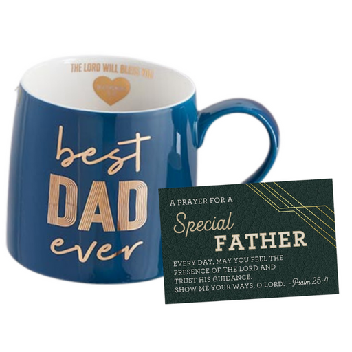 Best Dad Ever Mug and Psalm 25:4 Father's Day Card - Special Father's Day Gift