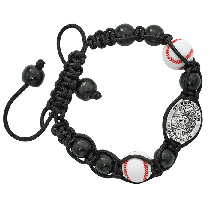 Black Baseball St. Sebastian Bracelet - BEST SELLER