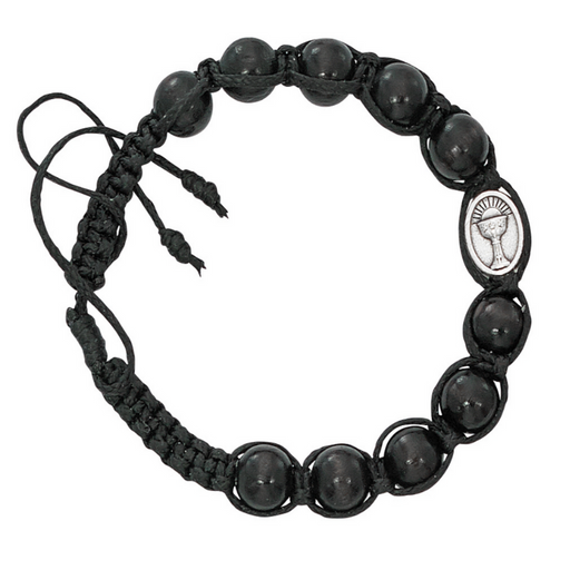 Black Wood Round Communion Bracelet - BEST SELLER