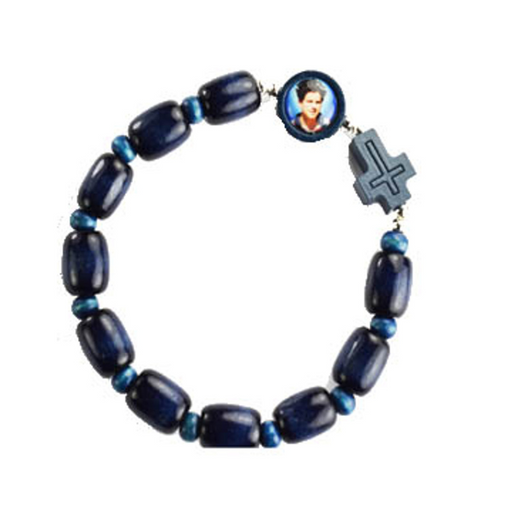 Blessed Carlo Acutis Blue Wood Bracelet