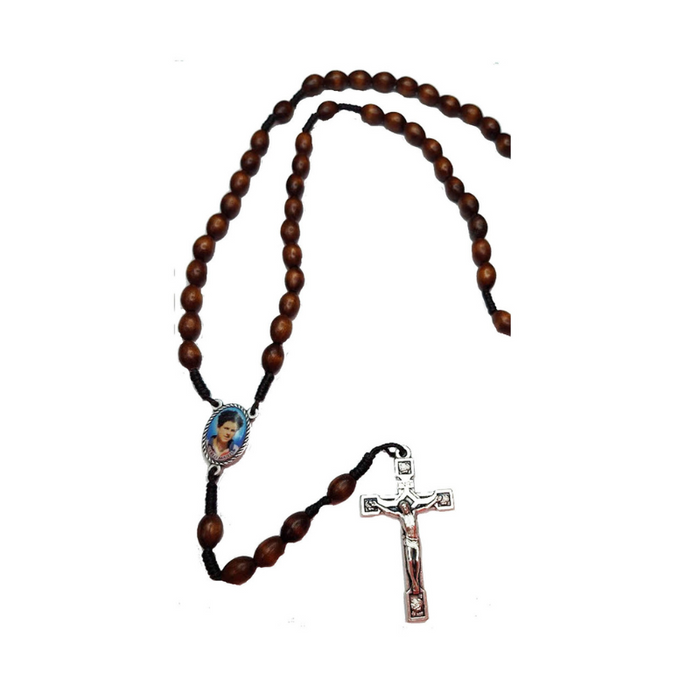 Blessed Carlo Acutis Brown Wood Rosary