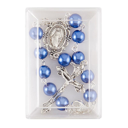 Blue Glass Pearl Auto Rosary