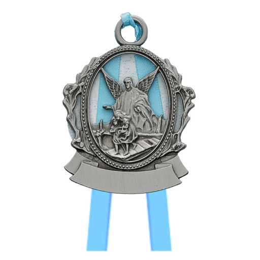 Blue Guardian Angel Pewter Crib Medal baptismal gift nursery decor baby shower gift ideas