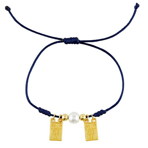 Blue Scapular Bracelet with Gold-Plated Dangles and Round Tie Knots - 12 Pieces Per Package