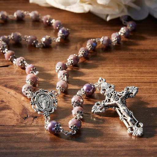 Blush Orvieto Collection Rosary With Miraculous Medal