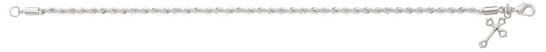 Budded Cross Rhodium Plated Rope Bracelet