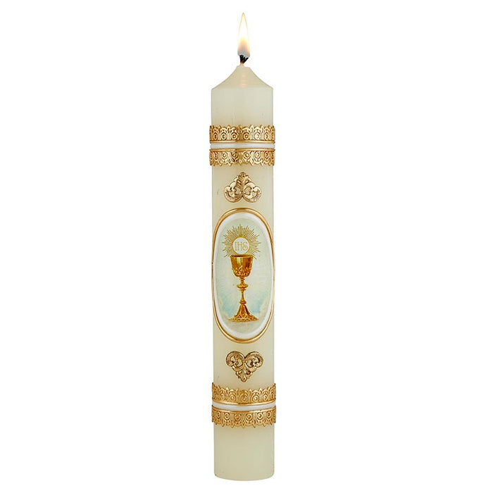 Chalice & Host with Decal First Communion Candle