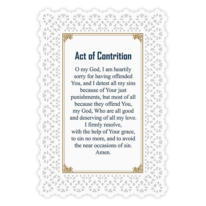 Christ the Good Shepherd/Act Of Contrition Lace Holy Card