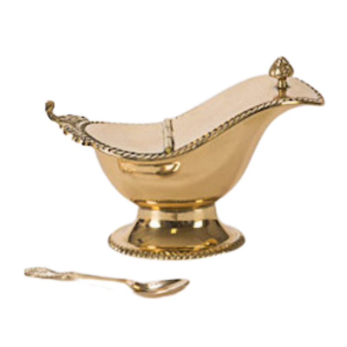 Classic Solid Brass Incense Boat and Spoon