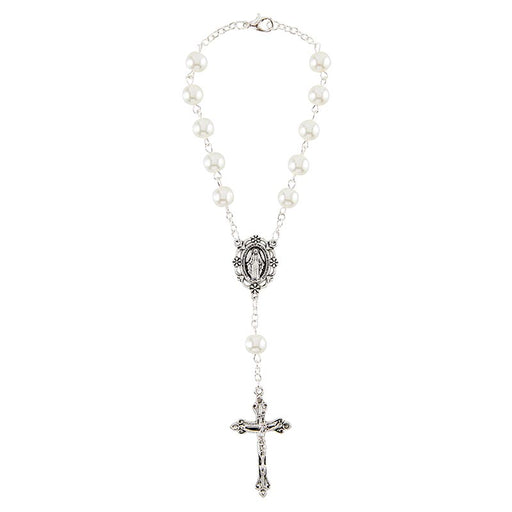 Cream Glass Pearl Auto Rosary