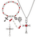 Cross Necklace, Pearl Rosary Bracelet And Pearl Rosary - July Birthstone Ruby Gift Set