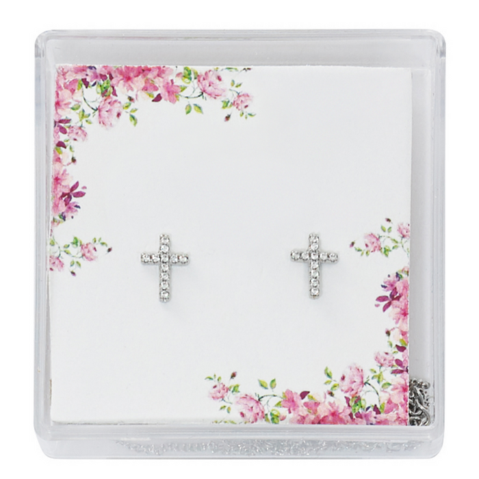 Crystal Cross Communion Earring