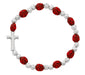 Crystal Cross Heart Necklace, Red Lady Bug Rosary, Lady Bug Cross Bracelet And Girl White Cross - Girls Youth Gift Set