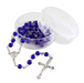 Dark Blue Glass Bead Rosary with Madonna Centerpiece - 12 Pieces Per Package