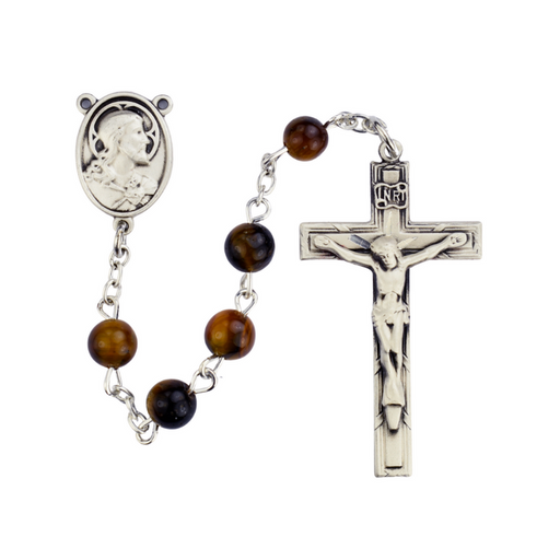 Divine Mercy Genuine Tiger Eye Rosary