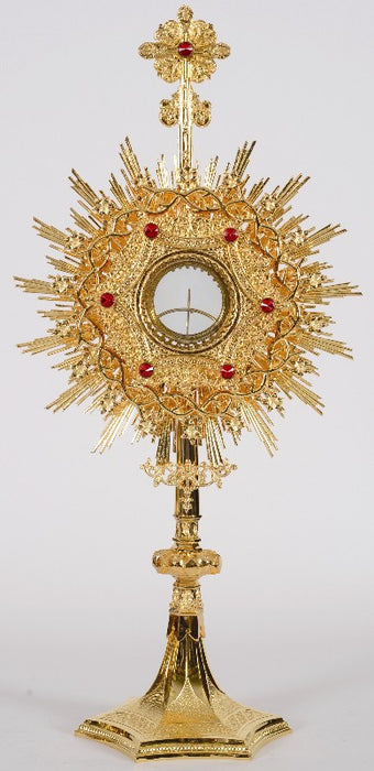 European Monstrance and Glass Enclosed Luna with Gems