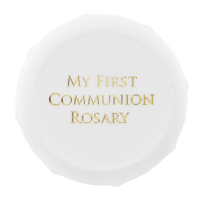 First Communion White Enamel Rosary