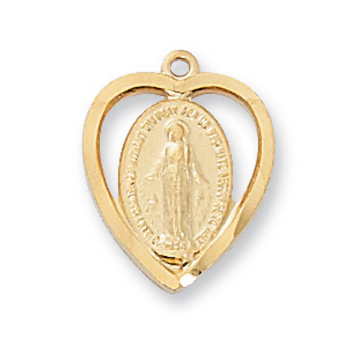 Gold-Plated Pewter Miraculous Medal with 18" Chain