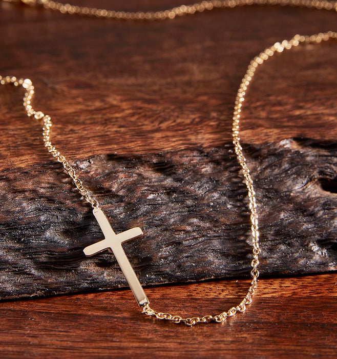 Gold Necklace with Cross Pendant