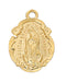 Gold Tone Pewter Guadalupe Medal With 18” Gold Tone Chain