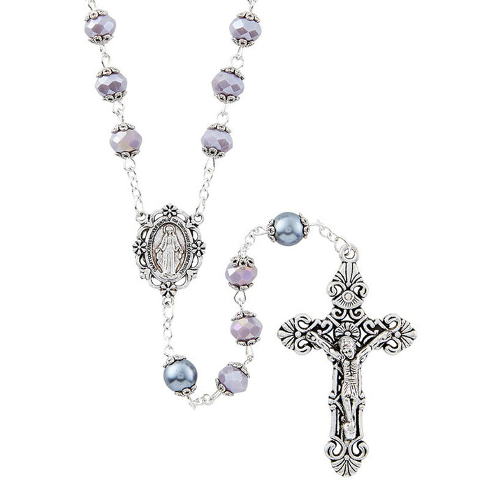 Gray Orvieto Collection Rosary With Miraculous Medal