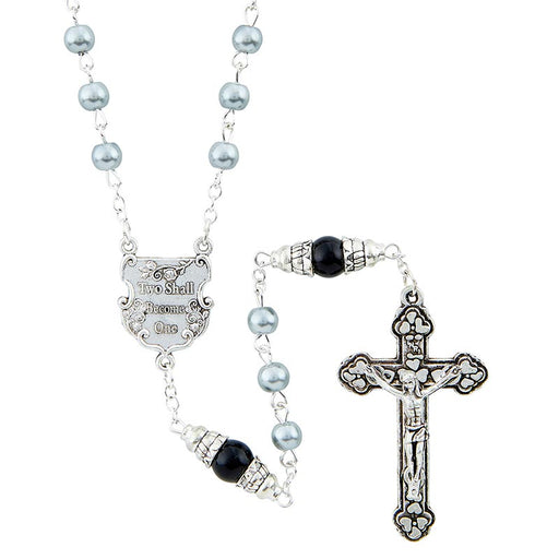 Gray Wedding Rosary With Special Intertwining Rings Centerpiece - 2 Pieces Per Package