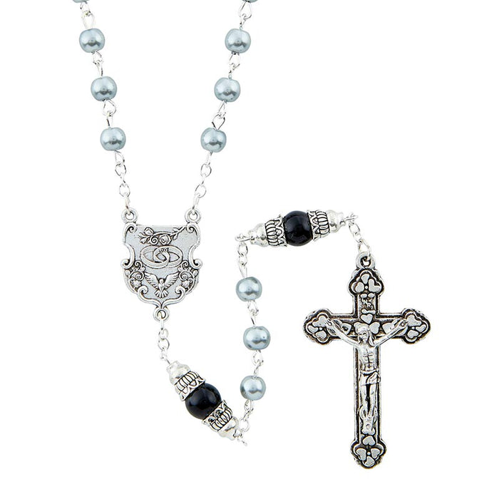 Gray Wedding Rosary With Special Intertwining Rings Centerpiece - 2 Pieces Per Package